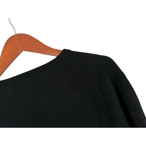 Le Bac Black V-Neck Sweater 100% Cashmere Pullover Long Sleeve L - Picture 4 of 8
